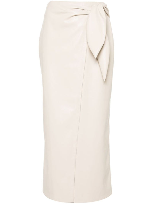 Neutral Amas Faux-leather Midi Skirt