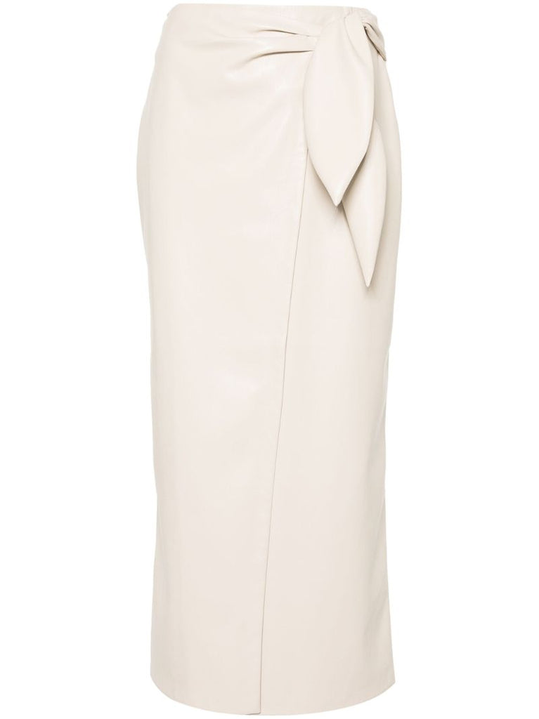 Neutral Amas Faux-leather Midi Skirt
