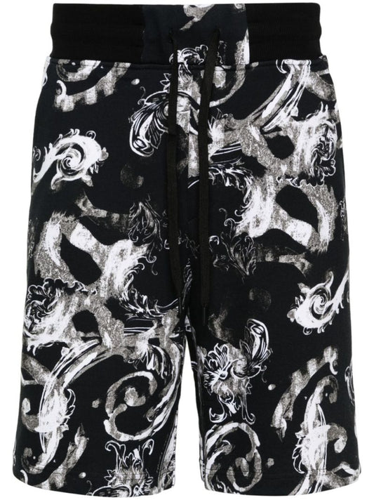 Black Watercolour Couture Cotton Shorts