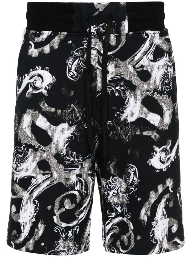 Black Watercolour Couture Cotton Shorts