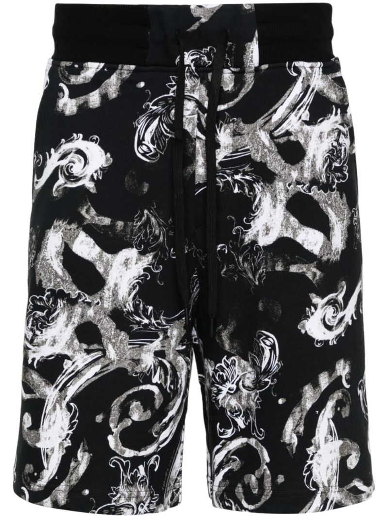 Black Watercolour Couture Cotton Shorts