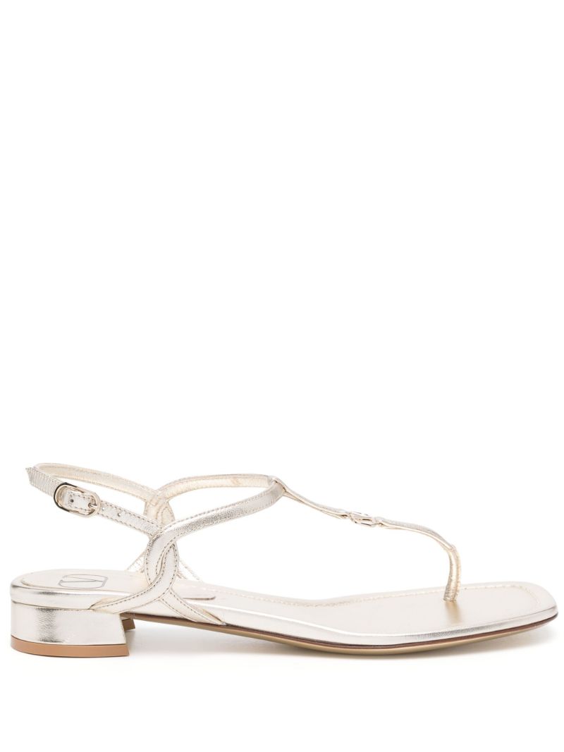Gold Vlogo Signature Metallic Thong Sandals