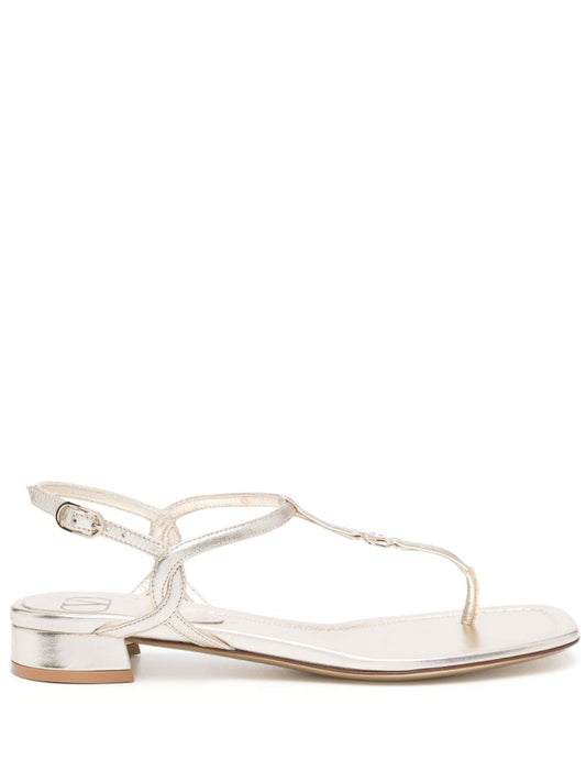 Gold Vlogo Signature Metallic Thong Sandals