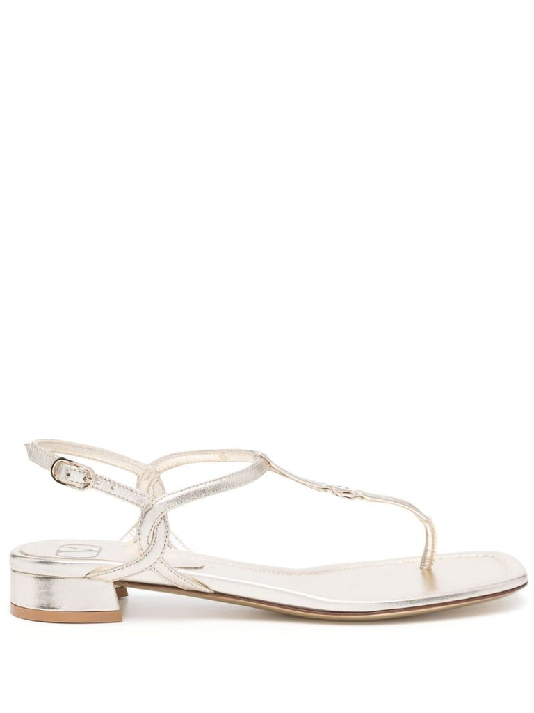 Gold Vlogo Signature Metallic Thong Sandals