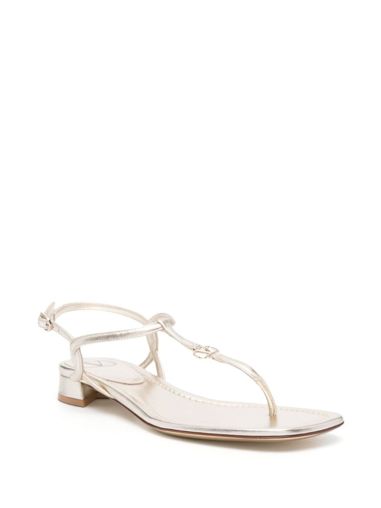 Gold Vlogo Signature Metallic Thong Sandals