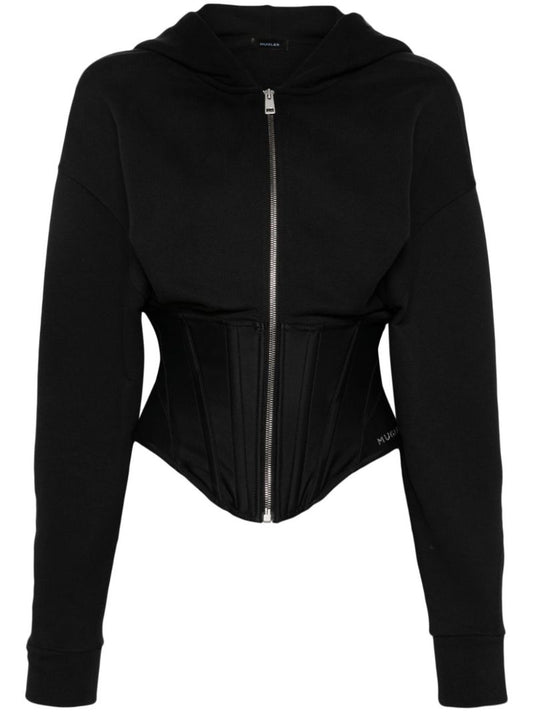 Black Corset Zip-up Hoodie