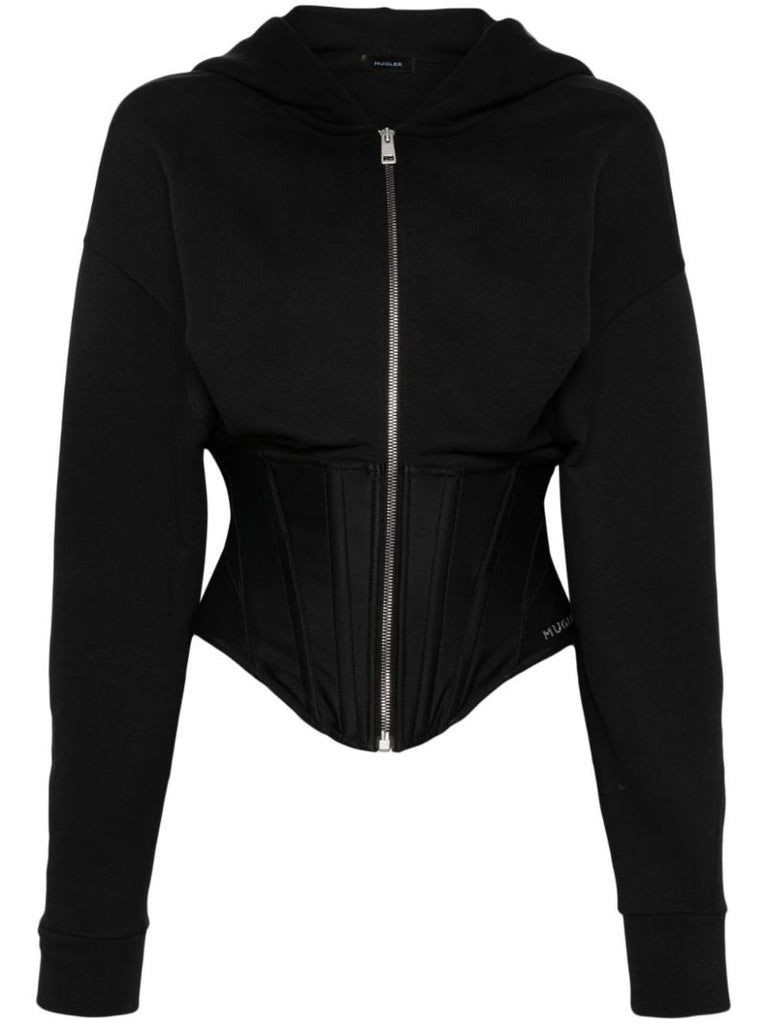Black Corset Zip-up Hoodie