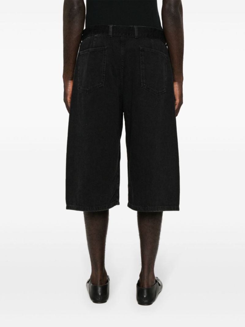 Black Twisted Denim Shorts