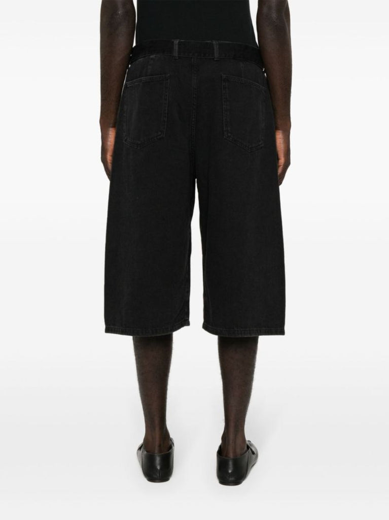 Black Twisted Denim Shorts