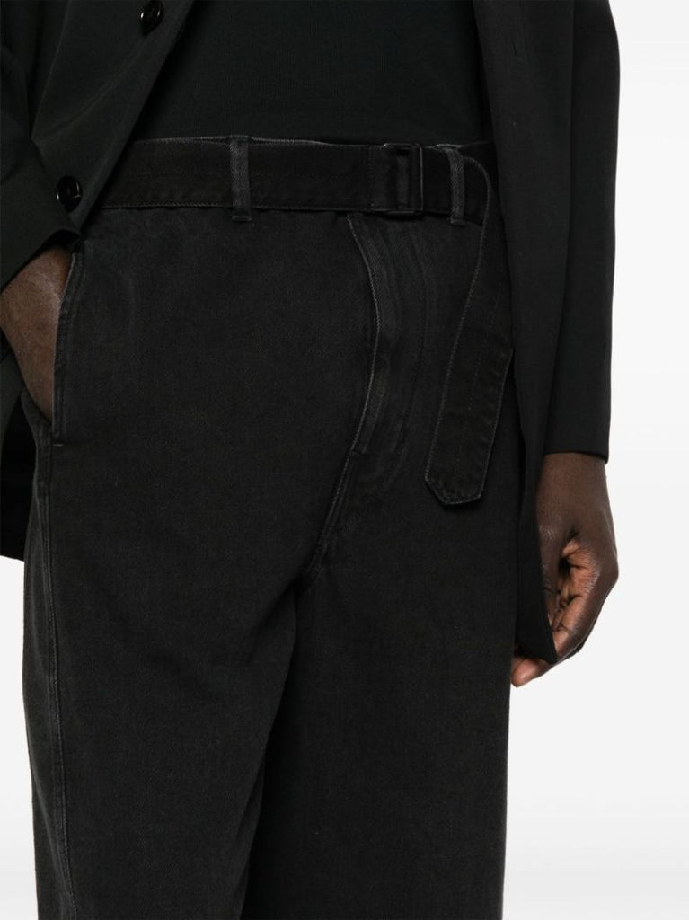 Black Twisted Denim Shorts