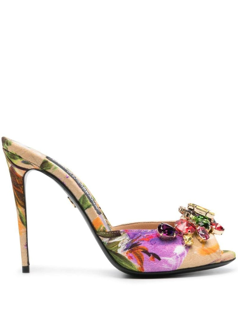 Orange 105 Bloom-print Mules