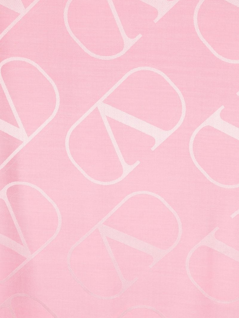 Pink Vlogo Signature Print Fine Knit Scarf