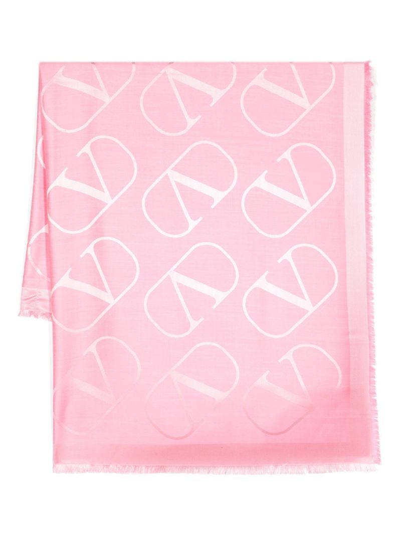 Pink Vlogo Signature Print Fine Knit Scarf