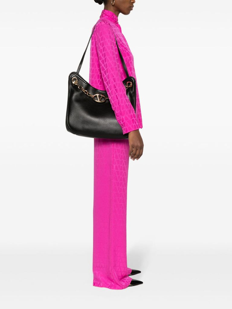 Black Vlogo Signature Chain-link Shoulder Bag