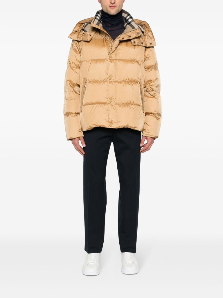 Brown Hooded Quilted Jacket