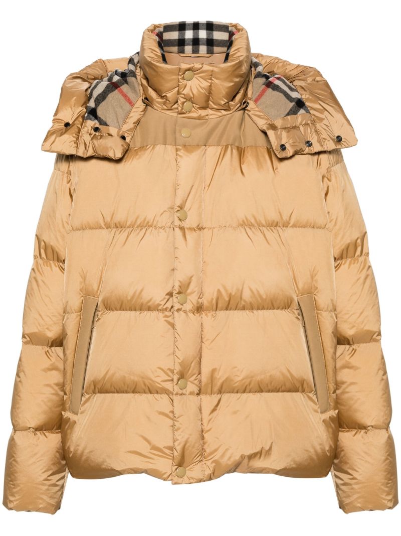 Brown Hooded Quilted Jacket