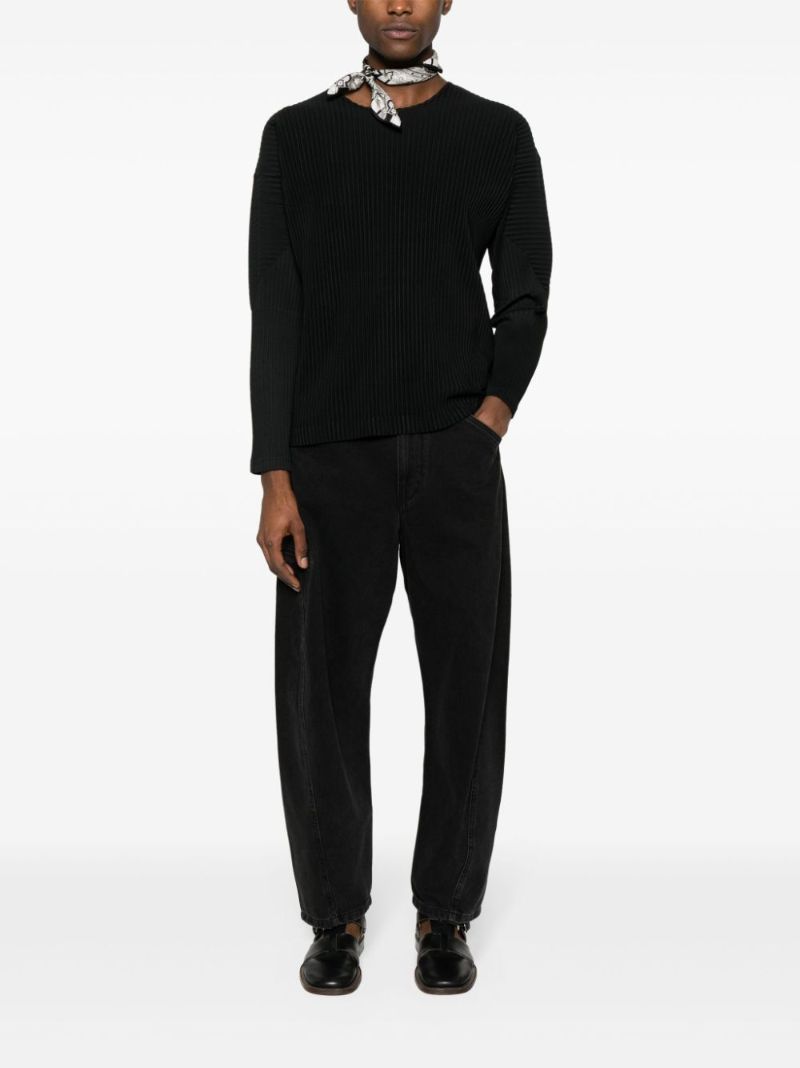 Black Mid Rise Tapered Jeans