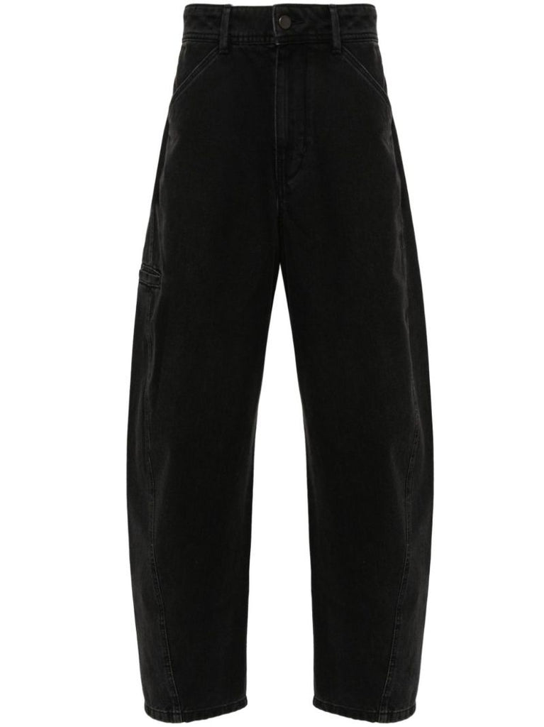 Black Mid Rise Tapered Jeans