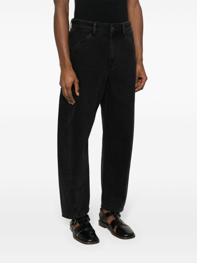 Black Mid Rise Tapered Jeans