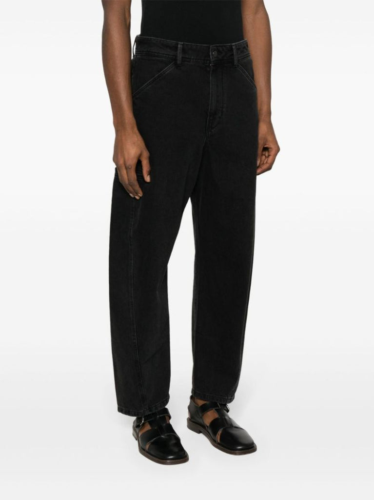 Black Mid Rise Tapered Jeans