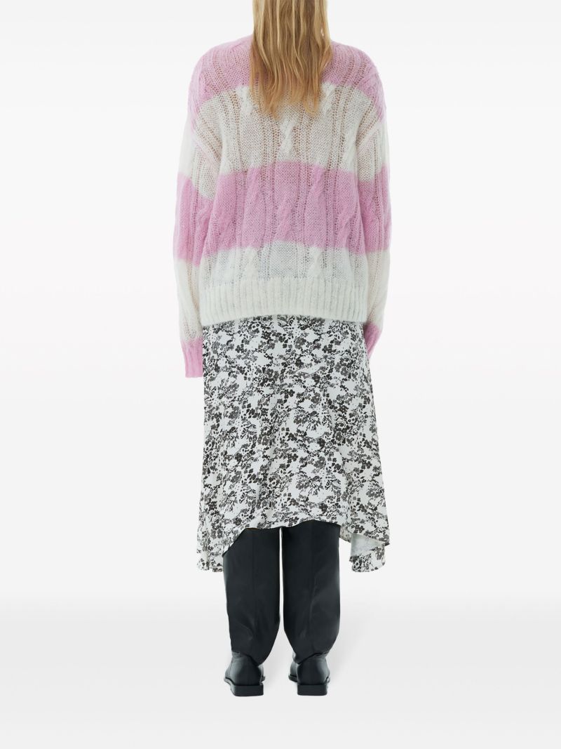 Purple Striped Cable Knit Sweater