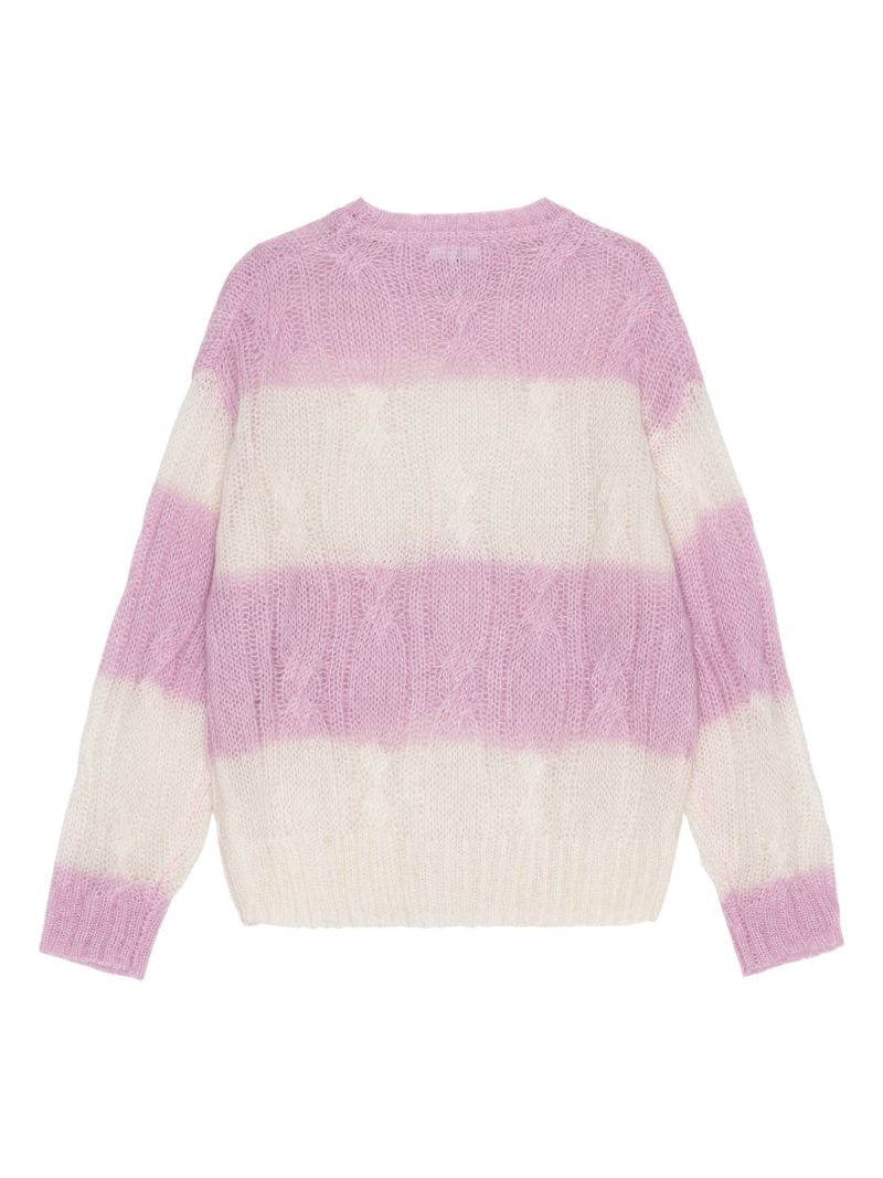 Purple Striped Cable Knit Sweater