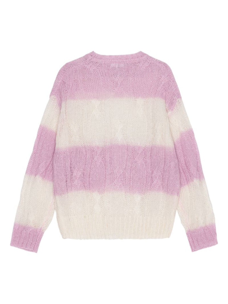 Purple Striped Cable Knit Sweater