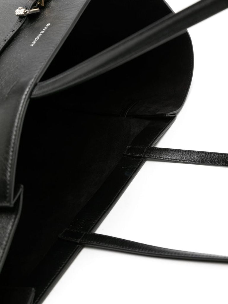 Black Belted Leather Tote Bag