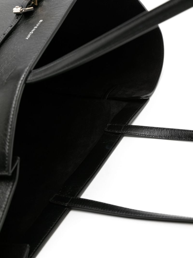 Black Belted Leather Tote Bag