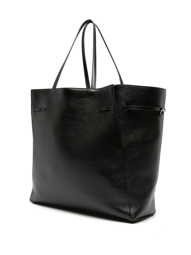 Black Belted Leather Tote Bag