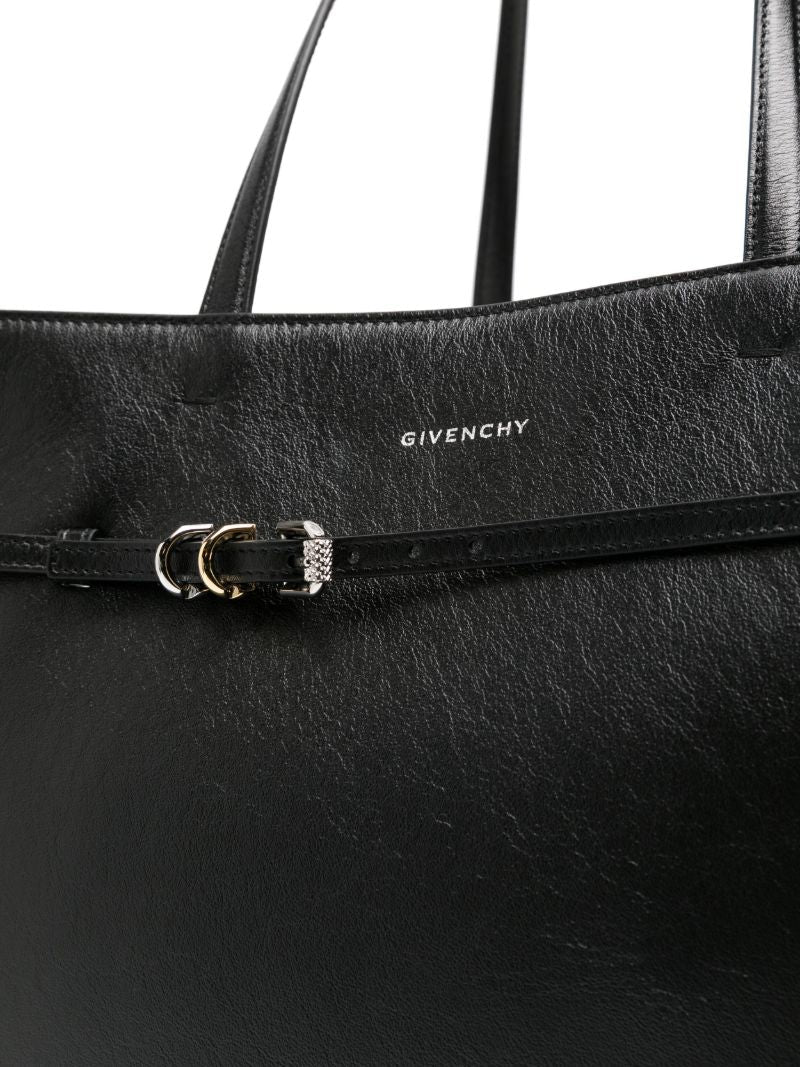 Black Belted Leather Tote Bag