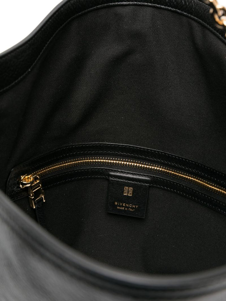Black Voyou Medium Leather Shoulder Bag