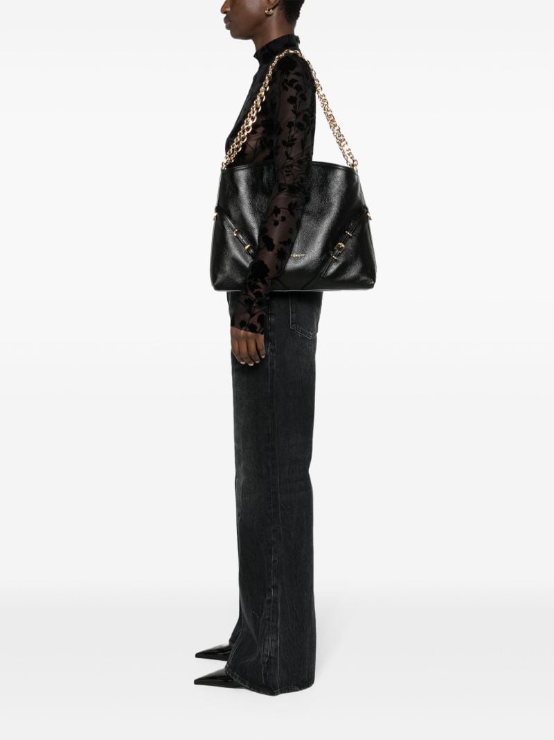 Black Voyou Medium Leather Shoulder Bag
