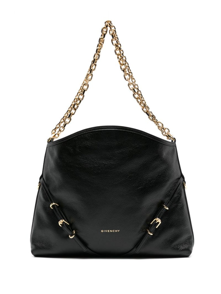 Black Voyou Medium Leather Shoulder Bag