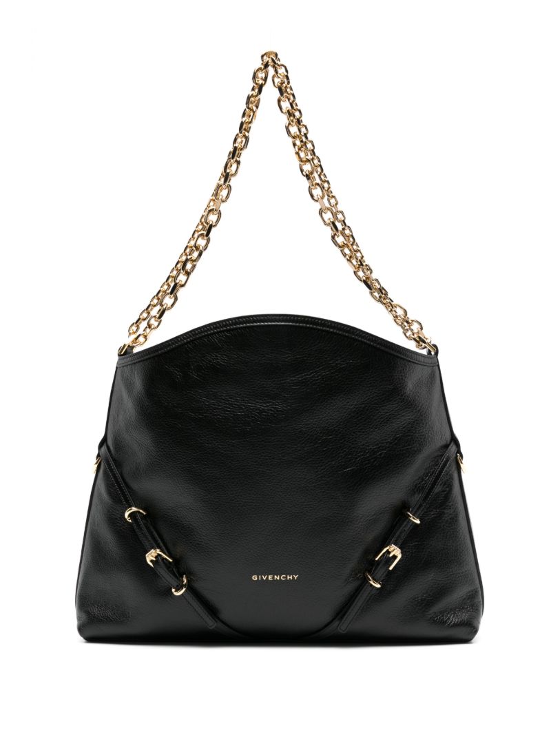 Black Voyou Medium Leather Shoulder Bag