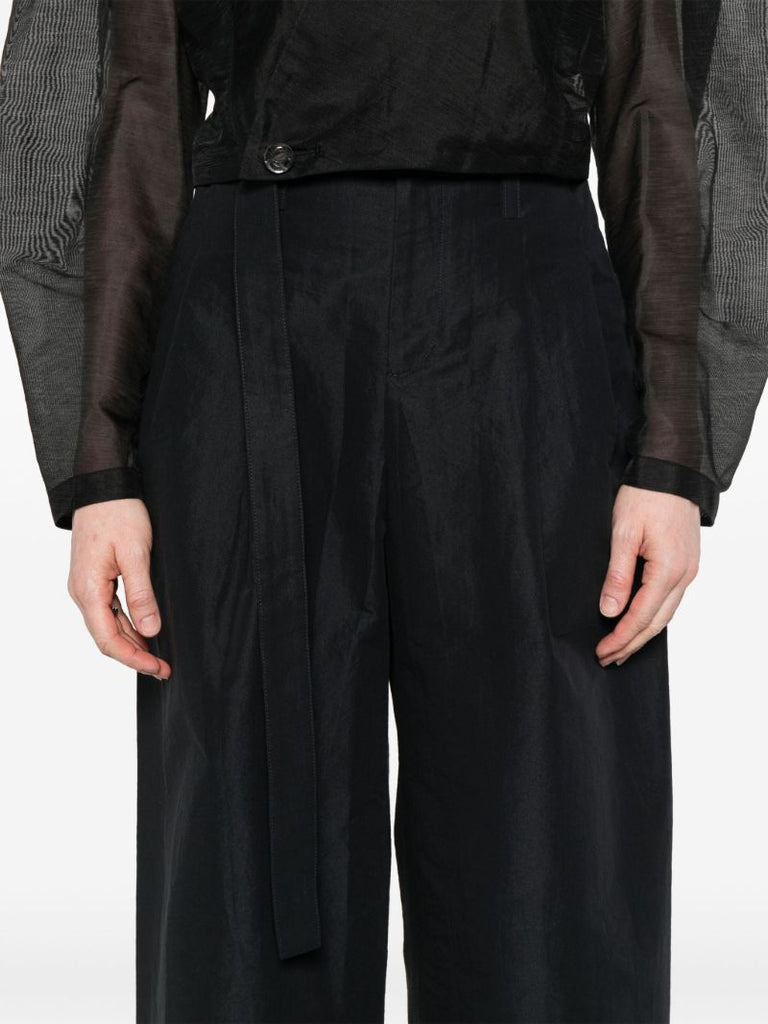 Black Enfold Wide-leg Trousers