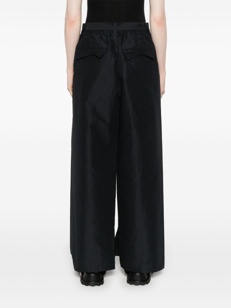 Black Enfold Wide-leg Trousers