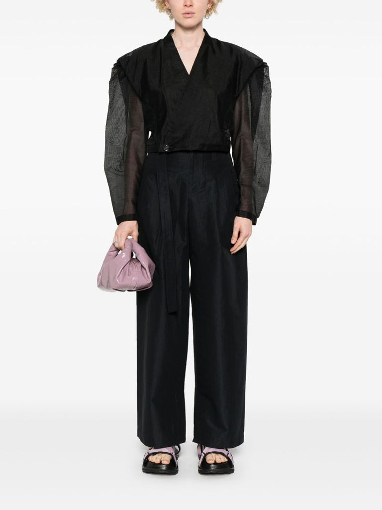 Black Enfold Wide-leg Trousers