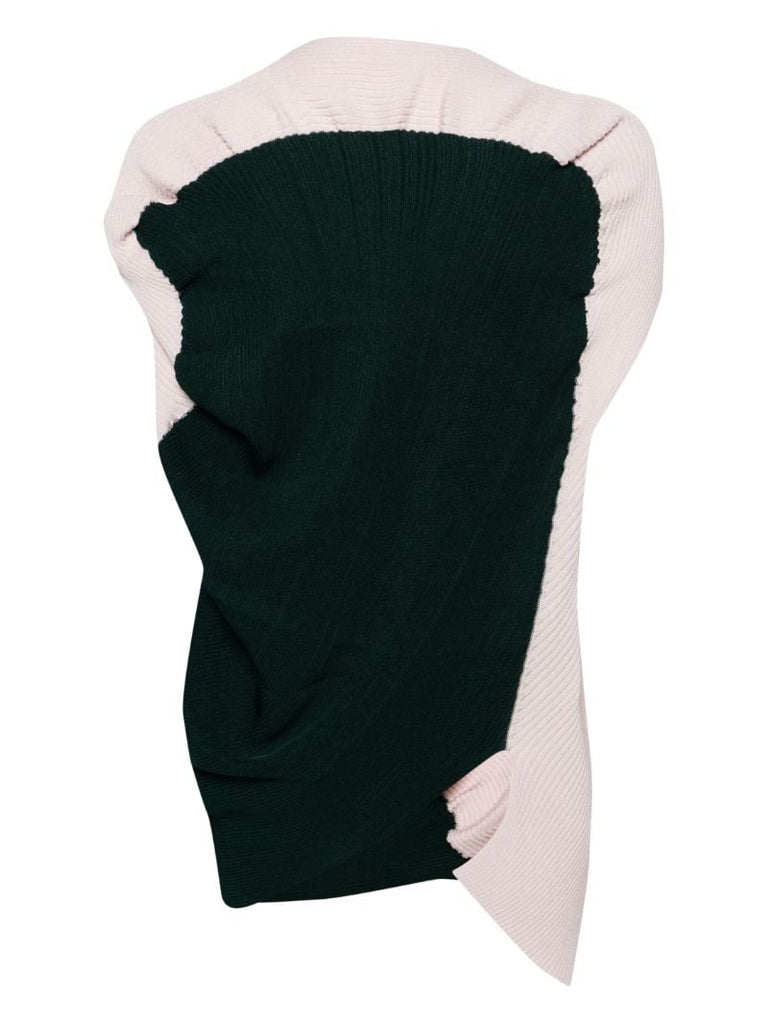Pink and Green Aerate Ribbed-knit Top