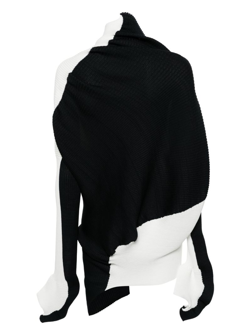 White Aerate Asymmetric Ribbed Sweater