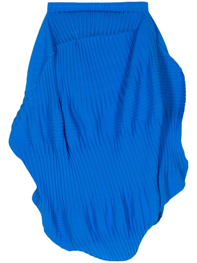 Blue Aerate Pleats Midi Skirt