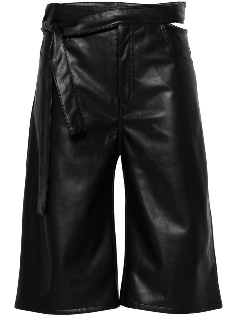 Blue Cut-out Faux-leather Shorts