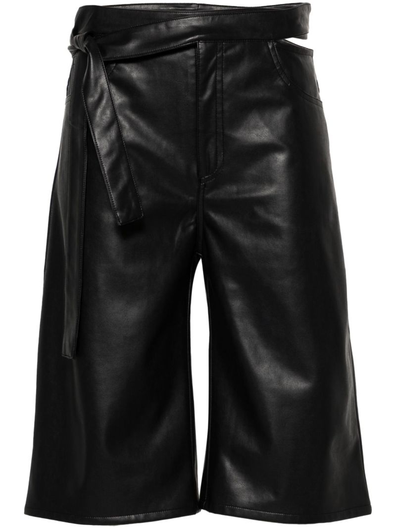 Blue Cut-out Faux-leather Shorts