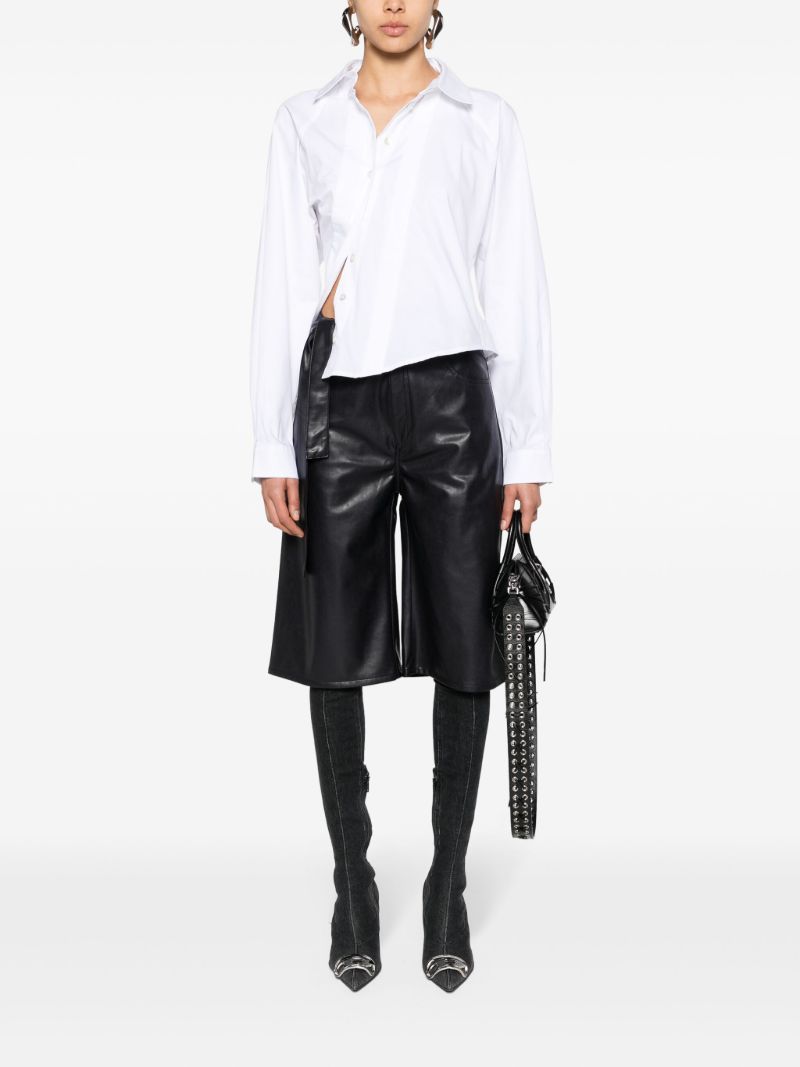 Blue Cut-out Faux-leather Shorts