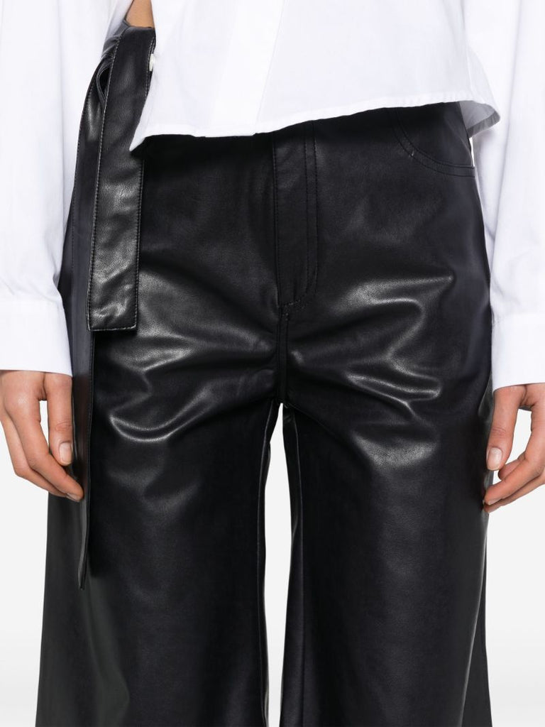 Blue Cut-out Faux-leather Shorts
