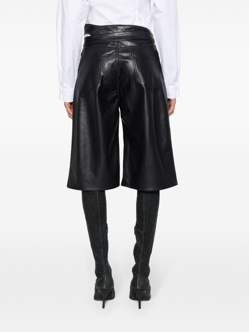 Blue Cut-out Faux-leather Shorts