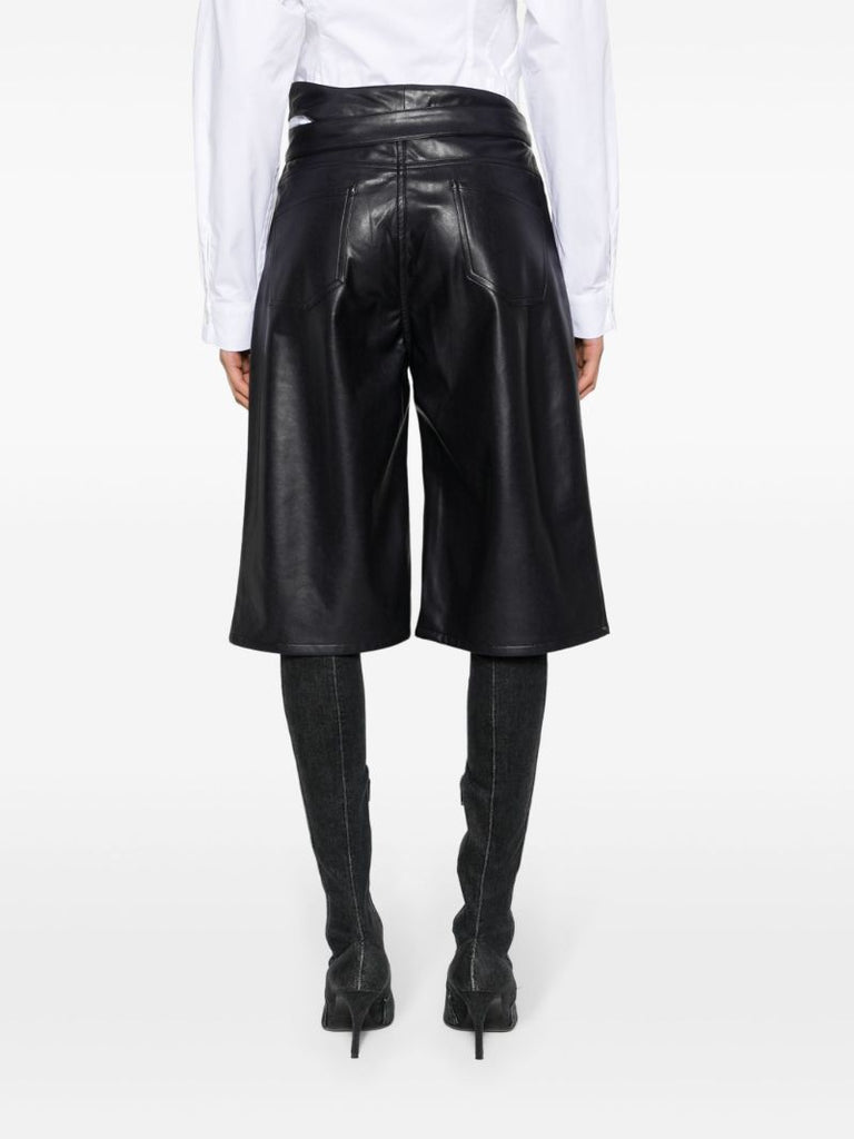 Blue Cut-out Faux-leather Shorts