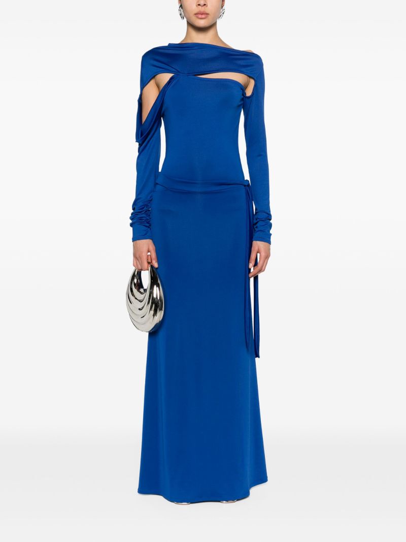 Blue Draped Cut-out Top