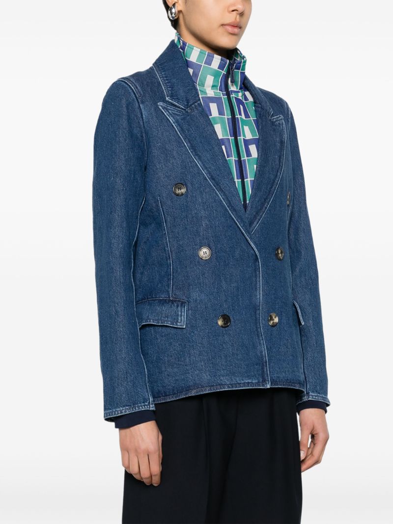 Blue Peak-lapels Denim Blazer