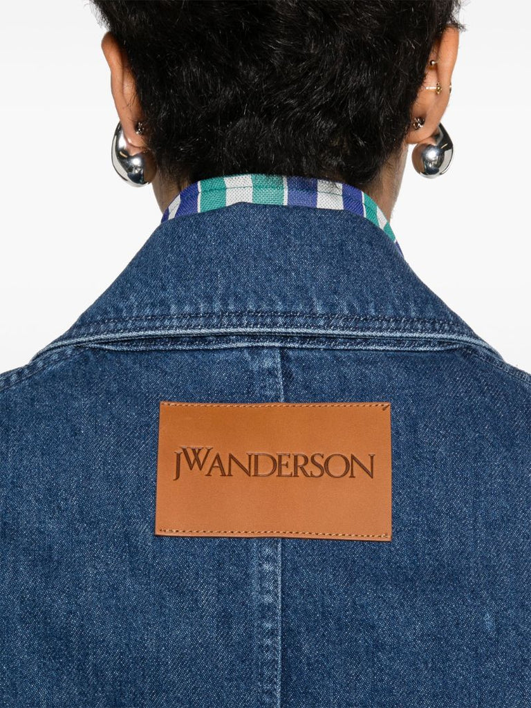 Blue Peak-lapels Denim Blazer